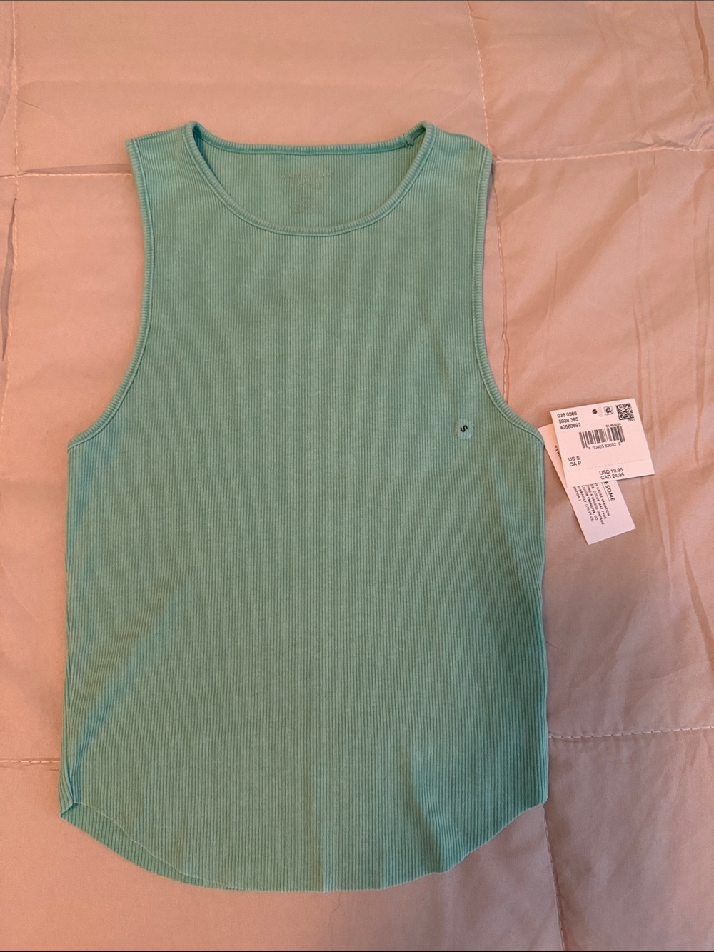 American Eagle Outfitters Mint Green Ribbed Tank Top - Women S NWT